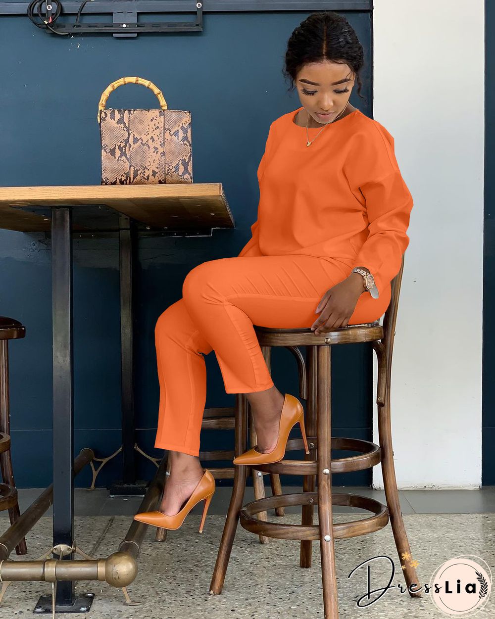 Long Sleeves T shirt Sportswear Two Piece Pants Set