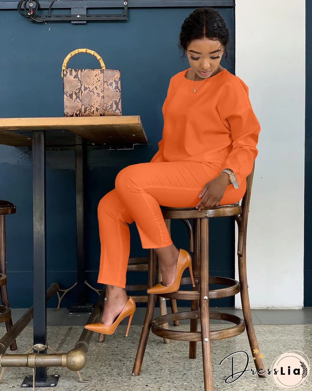 Long Sleeves T shirt Sportswear Two Piece Pants Set