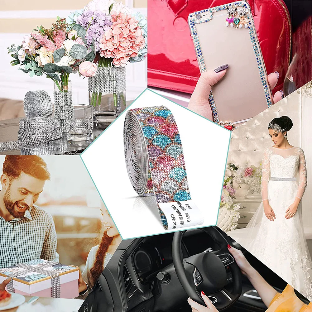 Self Adhesive Crystal Rhinestone Diamond Ribbon DIY Car Phone Sticker Tape