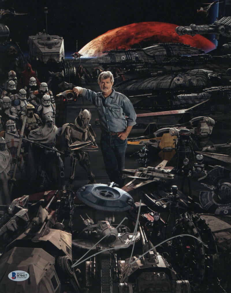 GEORGE LUCAS SIGNED AUTOGRAPH 11x14 Photo Poster painting - STAR WARS, INDIANA JONES, BECKETT E