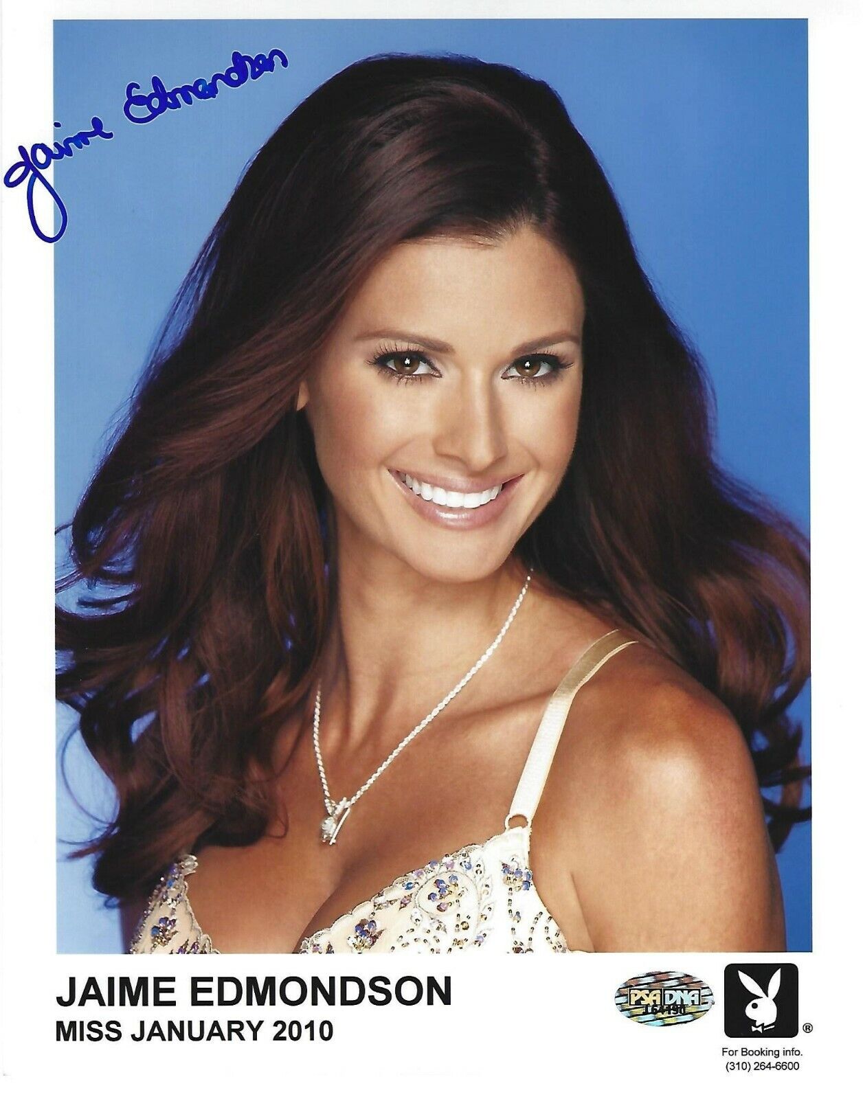 Jaime Edmondson Signed Playboy 8x10 Photo Poster painting PSA/DNA COA Official Playmate Headshot