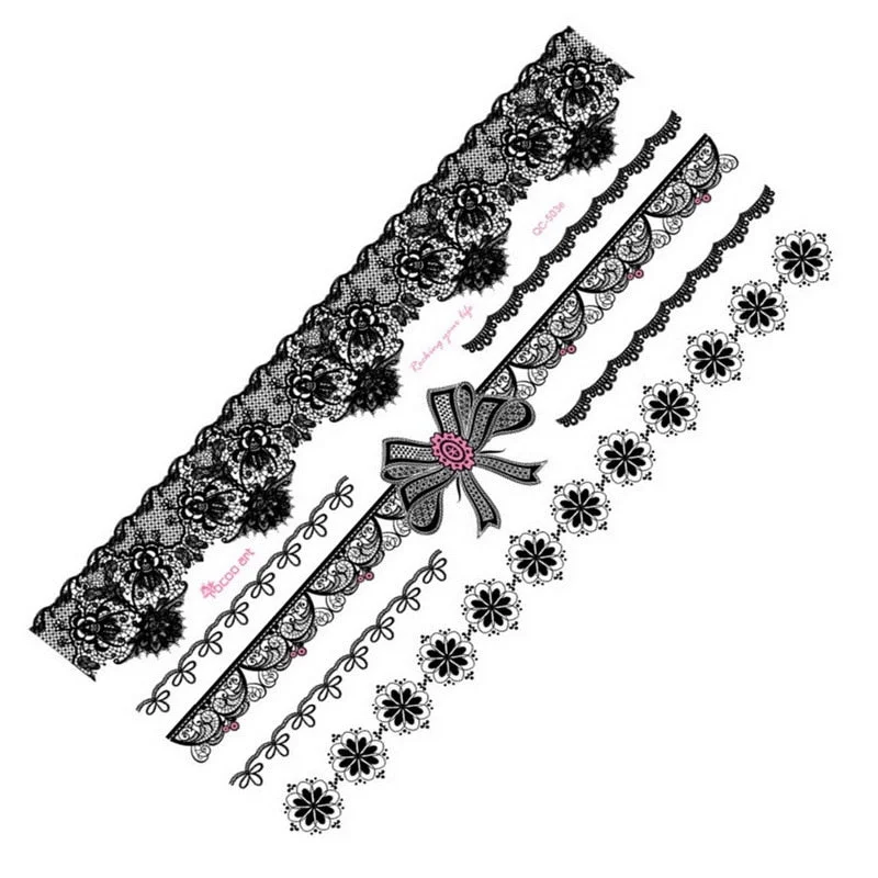 1piece white black henna tattoo Sexy Lace Stocking Arabic Indian rose butterfly Bow flash wedding art paint on hand arm leg