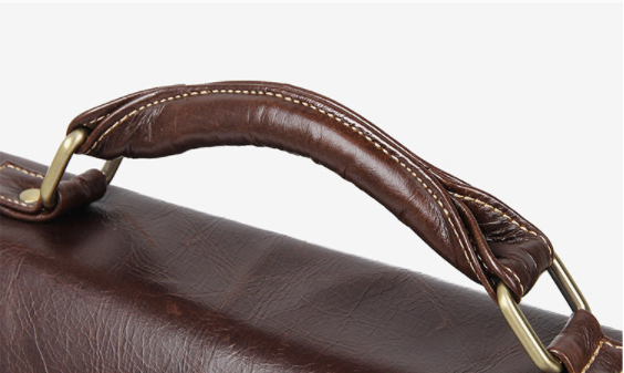 Brown distressed leather computer bag , real full grain leather laptop bags for men , slim leather document bag briefcase