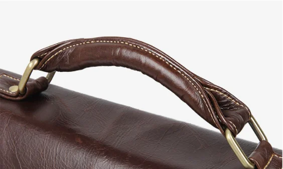 Brown distressed leather computer bag , real full grain leather laptop bags for men , slim leather document bag briefcase