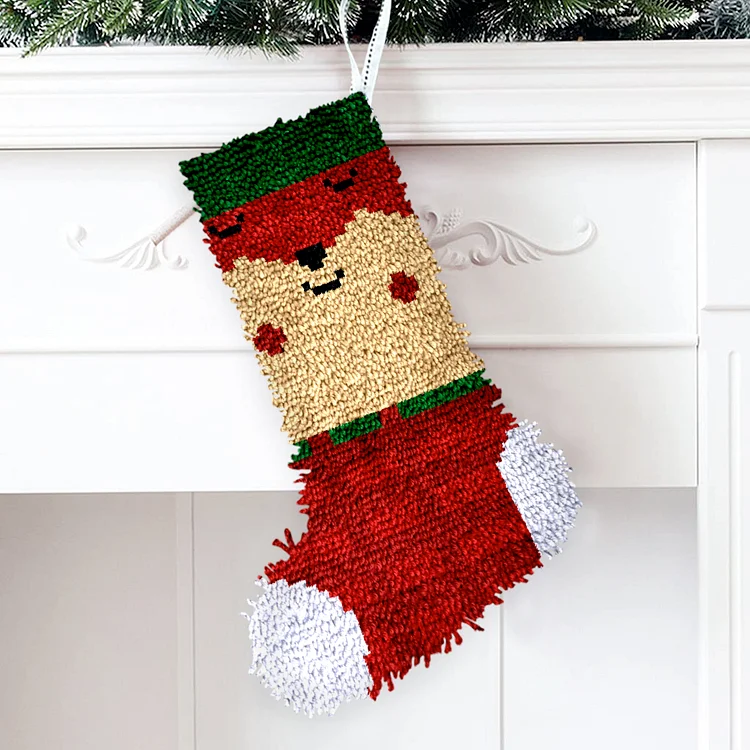 Bear Christmas Stocking DIY Latch Hook Kits for Beginners Ventyled