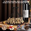 Wine Cork Holder Wine Stopper Container Decanter Shaped Wine Cork Collector Cage Cork Storage with Wooden Bottom Wine Lover Gift Kitchen Decor