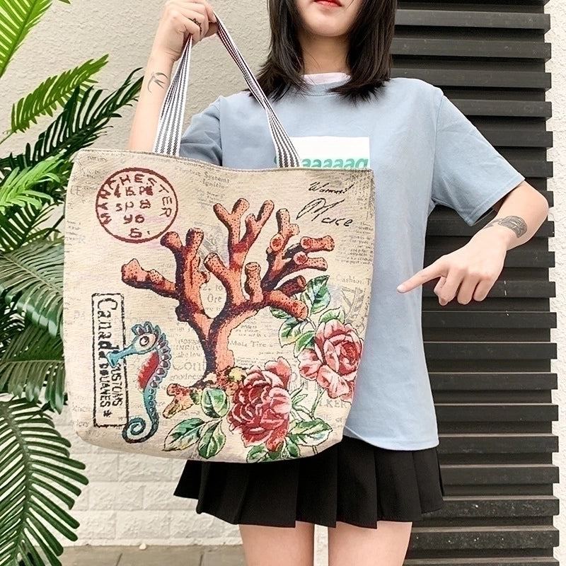 Women’s Ethnic Style Butterfly Canvas Shopping Bags