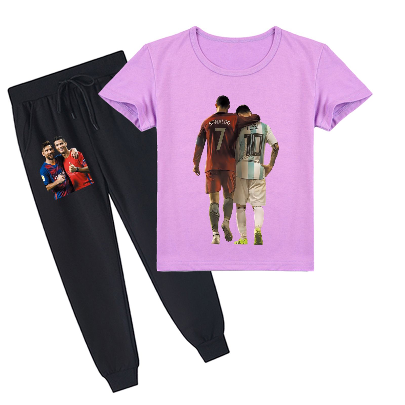 Mayoulove Cristiano Ronaldo Kids Short Sleeve T-Shirt Set for Boys and Girls - Soccer Star Apparel-Mayoulove
