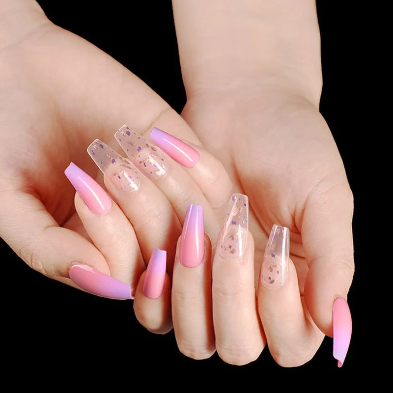 24pcs Khaki Dye Matte Frosted Fake Nails stiletto Dark Blue Color Pointed Head Long Style Wearable ABS Resin Finished Fingernail-Nail Inspo