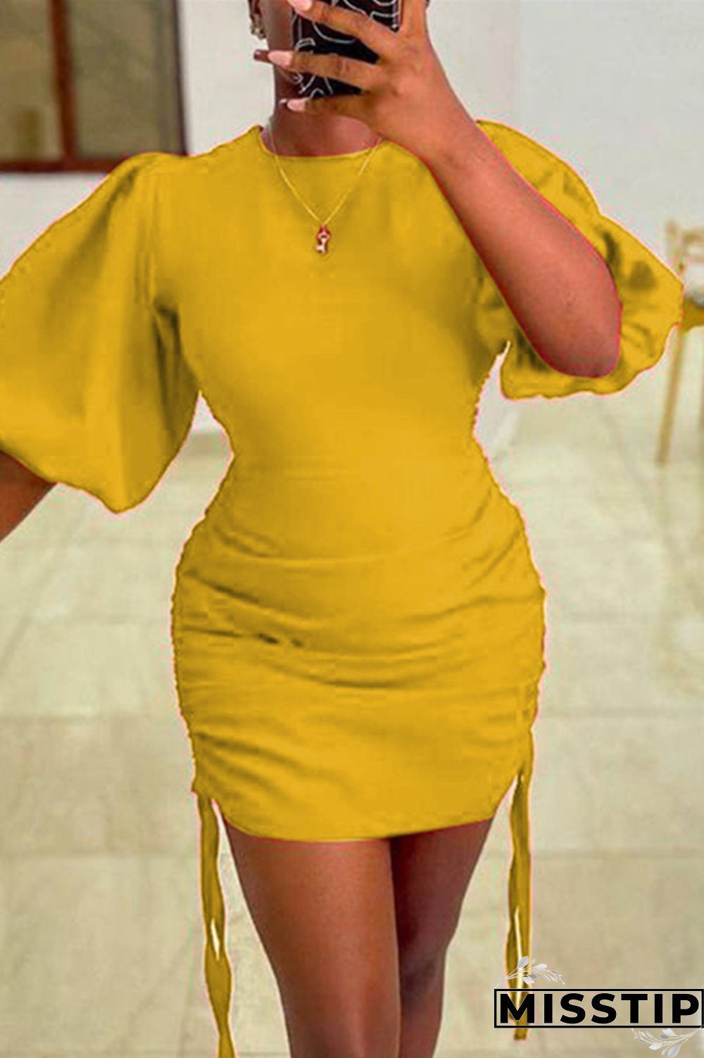 White Fashion Sexy Solid Basic O Neck Short Sleeve Dress