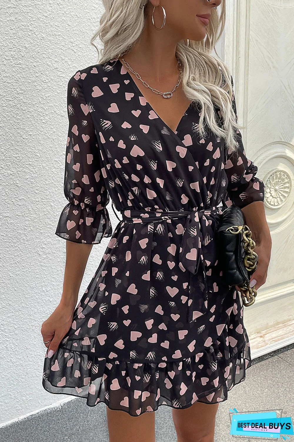 Heart Print Dress Black Dresses