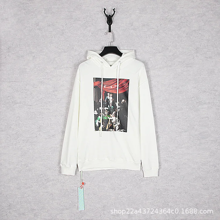 Off White Hoodie Autumn and Winter Printed Men's and Women's Hooded Sweater