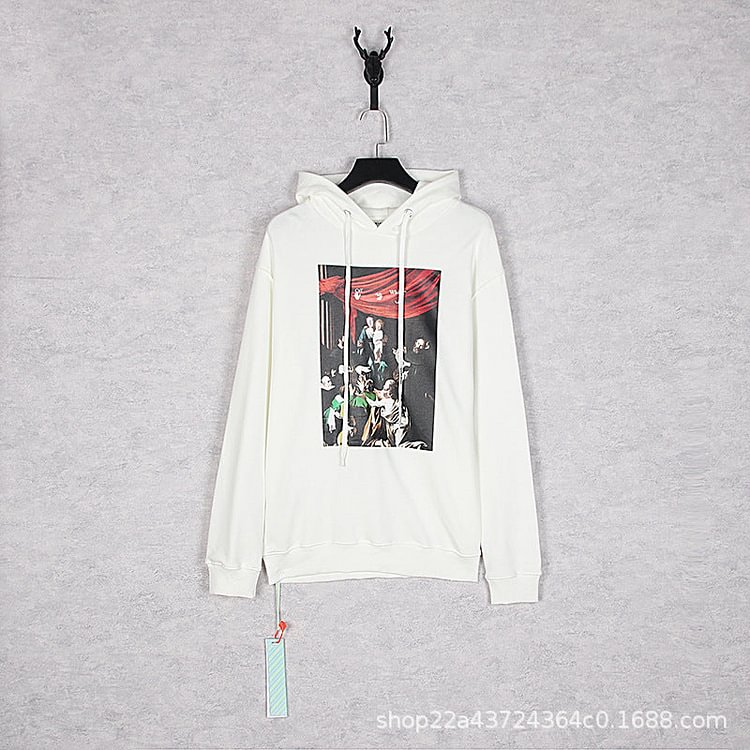 Off White Hoodie Autumn and Winter Printed Men's and Women's Hooded Sweater