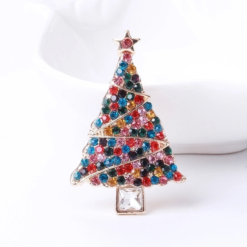 Fashion Pin Christmas Tree Alloy Inlay Rhinestones Women’S Brooches
