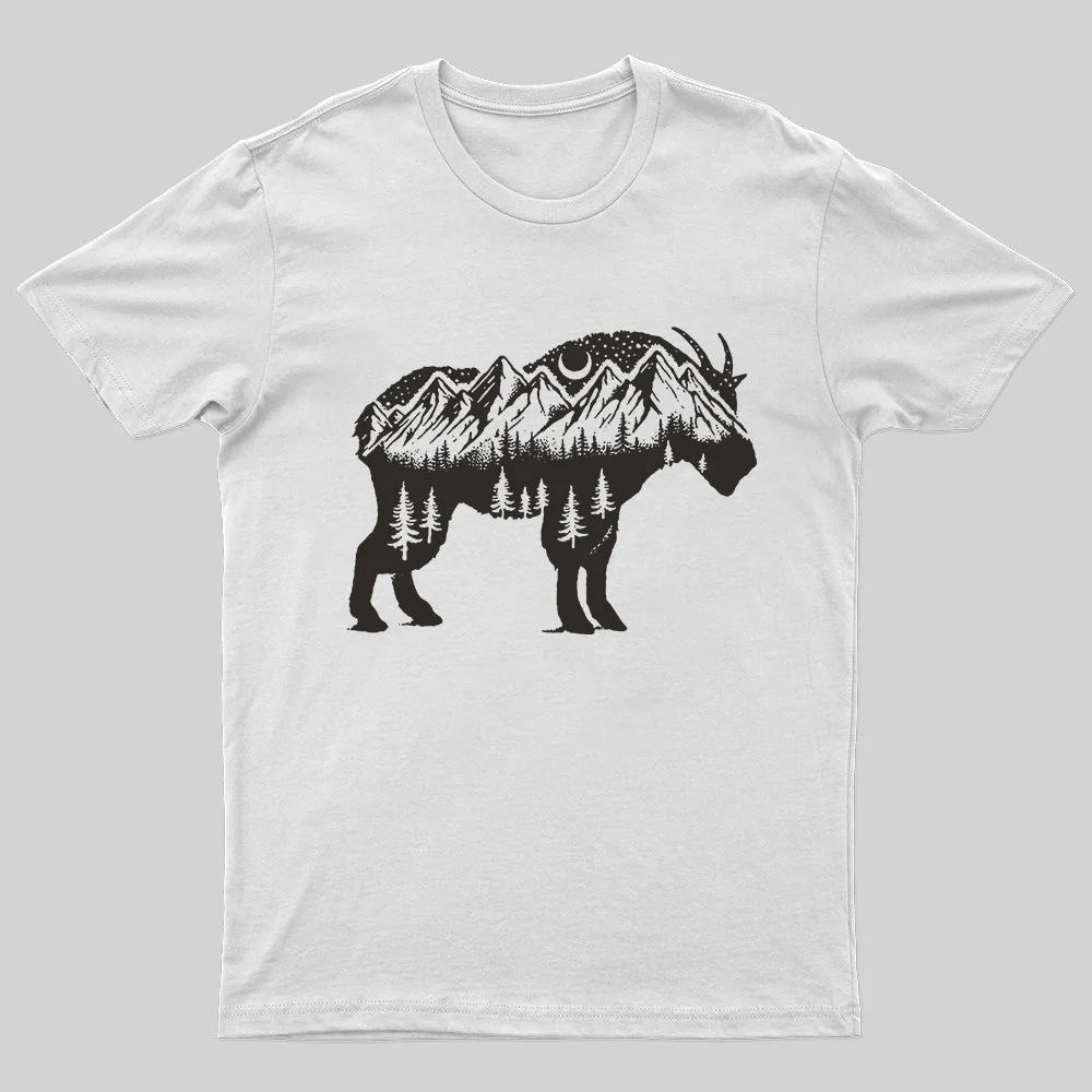 Mountain Climbing Sheep Printed Men's T-shirt