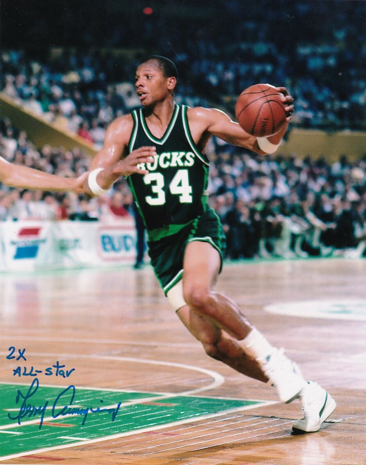 TERRY CUMMINGS MILWAUKEE BUCKS 2 X ALL STAR ACTION SIGNED 8x10 Photo Poster painting