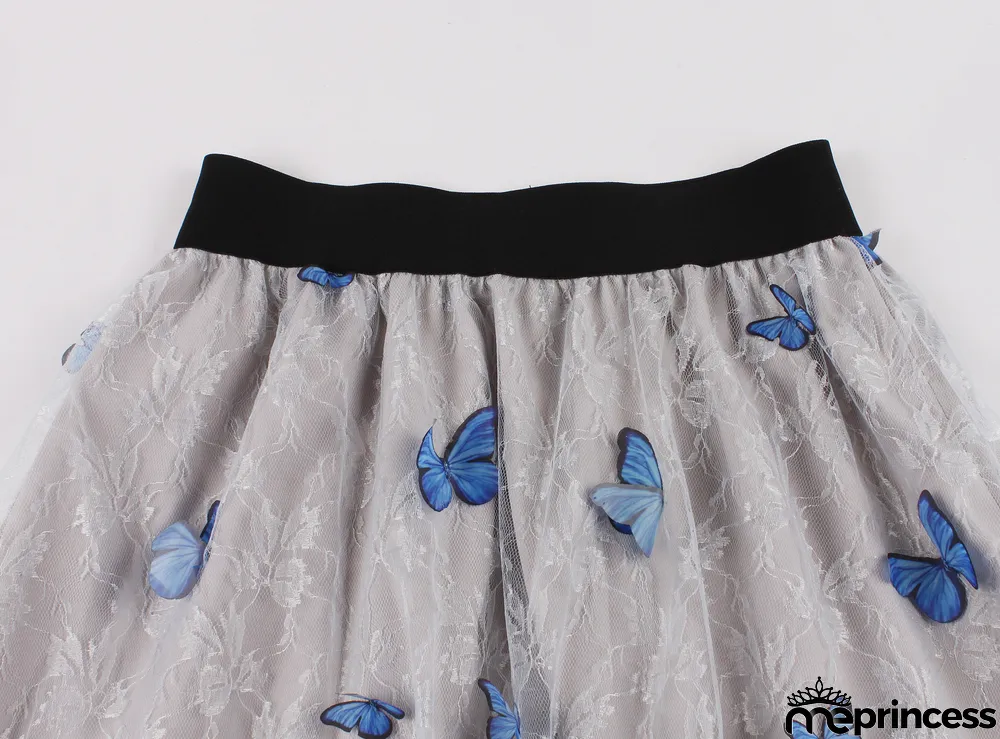 Women Double Layer Pansy Mesh Skirt