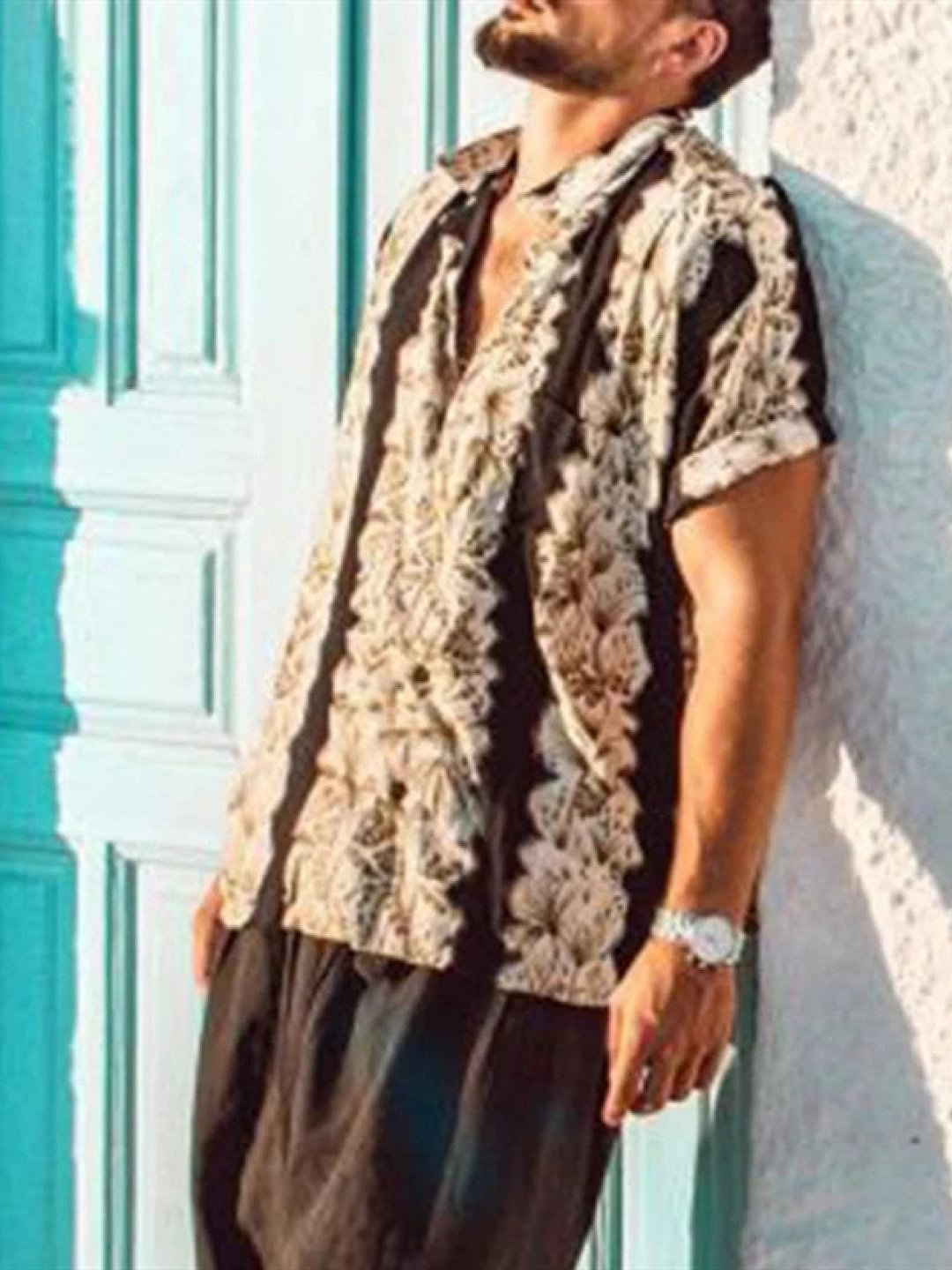 Brown Floral Shirt Collar Printed Casual Shirts & Tops
