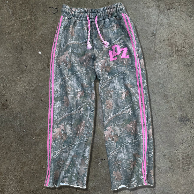 Tree Camouflage Contrast Webbing Casual Pants