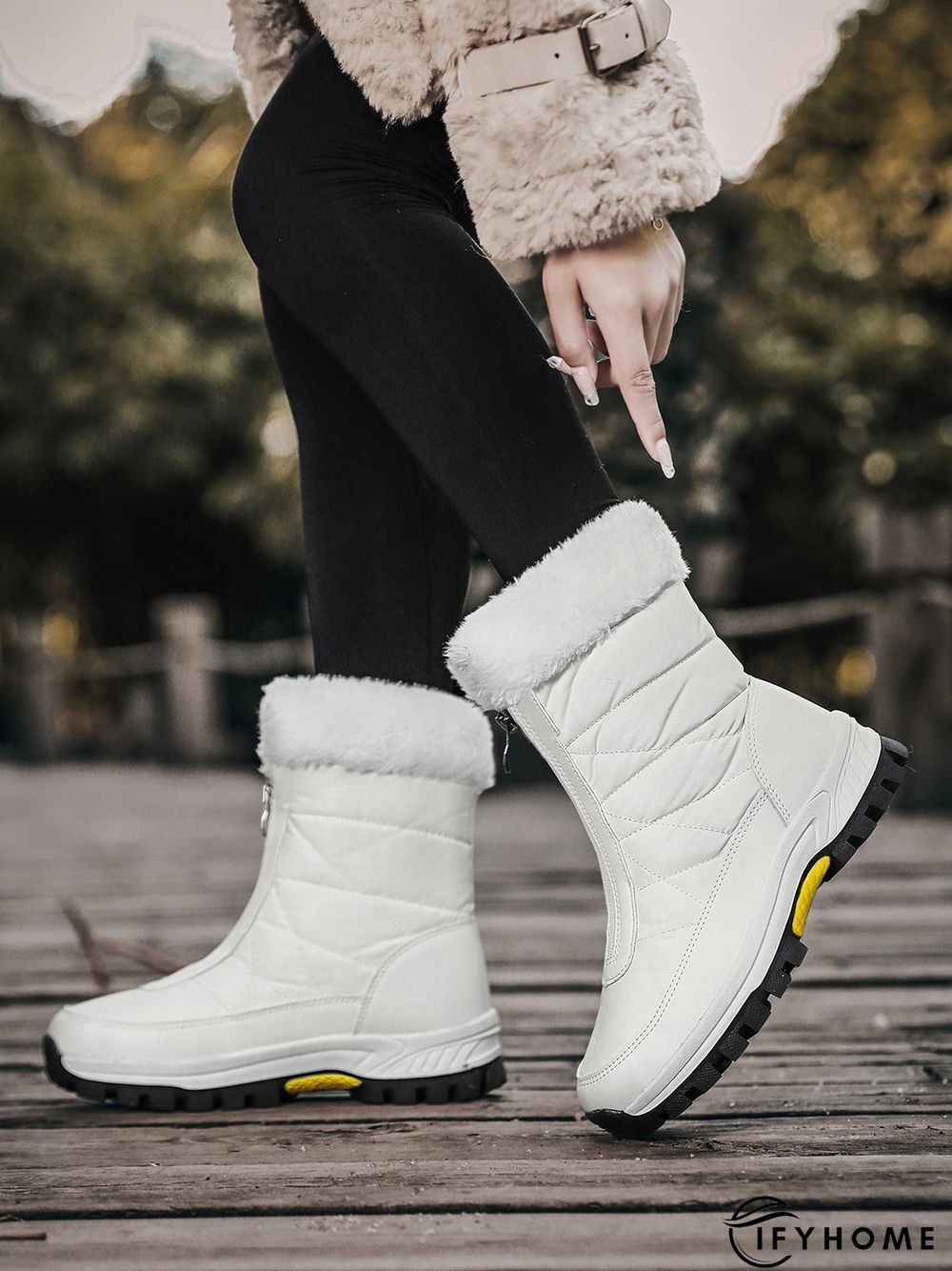 Winter Front Zip Thermal Lined Outdoor Snow Boots | IFYHOME