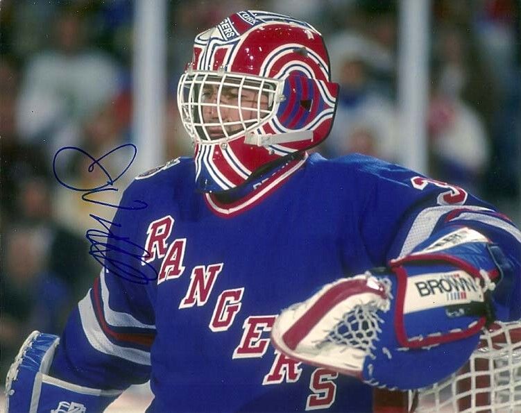 JOHN VANBIESBROUCK SIGNED NEW YORK NY RANGERS GOALIE 8x10 Photo Poster painting #2 Autograph