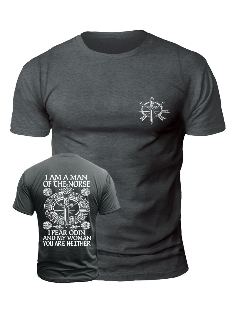 Men's I Am A Man Of The Norse Print Casual Short Sleeve T-shirt