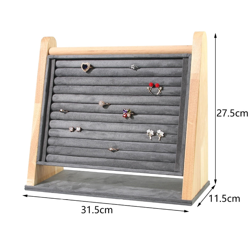 1 Piece Solid Wood Flannel Classic Style Geometric Jewelry Rack