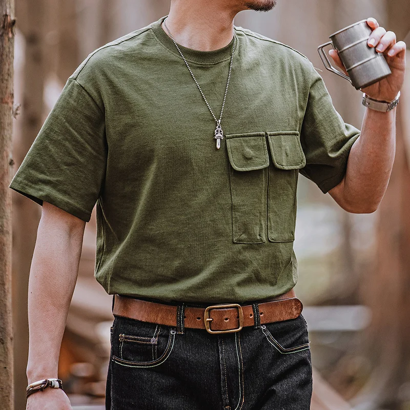 American Retro Pocket Short Sleeve Casual T-Shirt