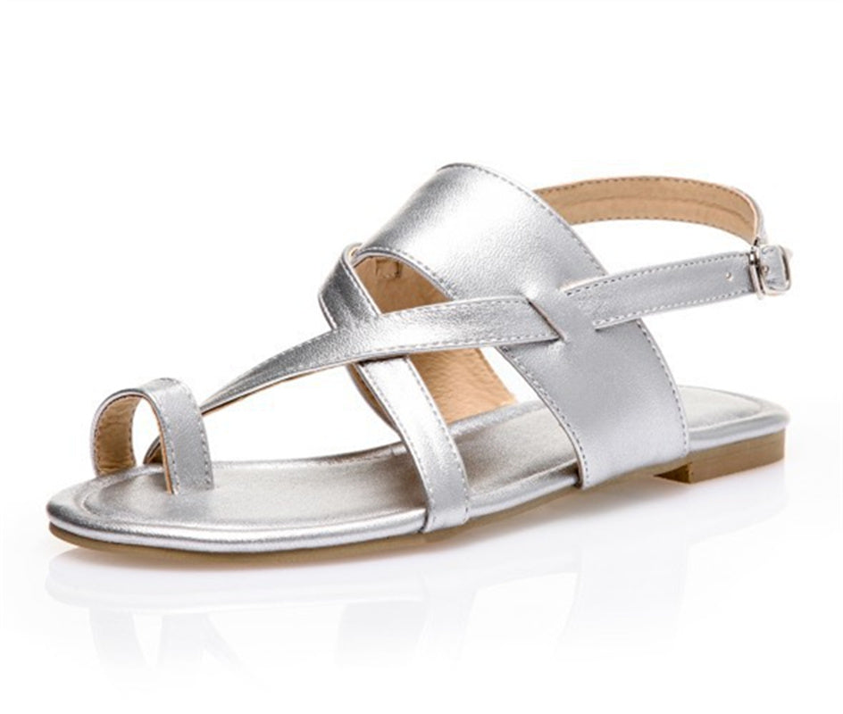 Women's toe ring adjustable backstrap sandals | Flat gladiator sandals