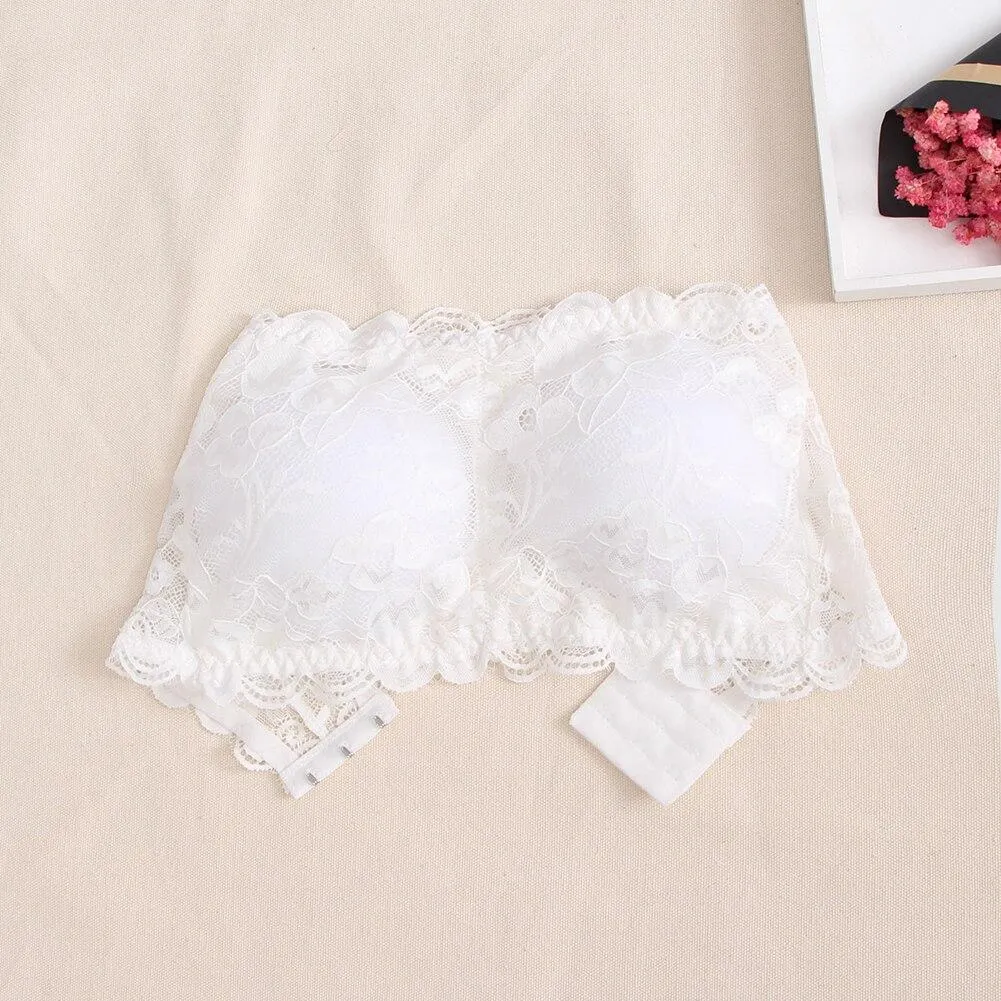Women Sexy Lace Strapless Padded Push Up Bra Short Tube Top Tank Underwear Padded design give your chest a good support gifts