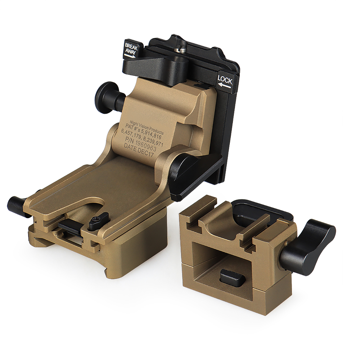 TD-01 Aluminum Alloy Night Vision Goggles Mount NVG Arms Mount for AN/PVS-31 PVS-7 PVS-14 PVS-15 PVS-18 Helmet Mount with Full Markings - HaikeWargame
