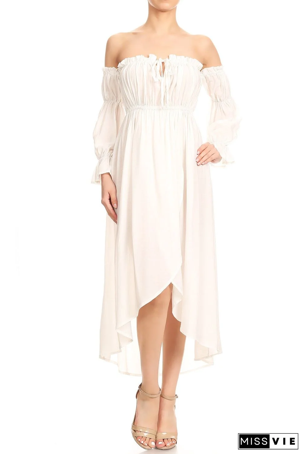 Casual Boho Long Sleeve Off Shoulder Renaissance Dress