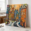 Framed Colorful Town-Paint by Numbers Acrylic Painting 35*35CM