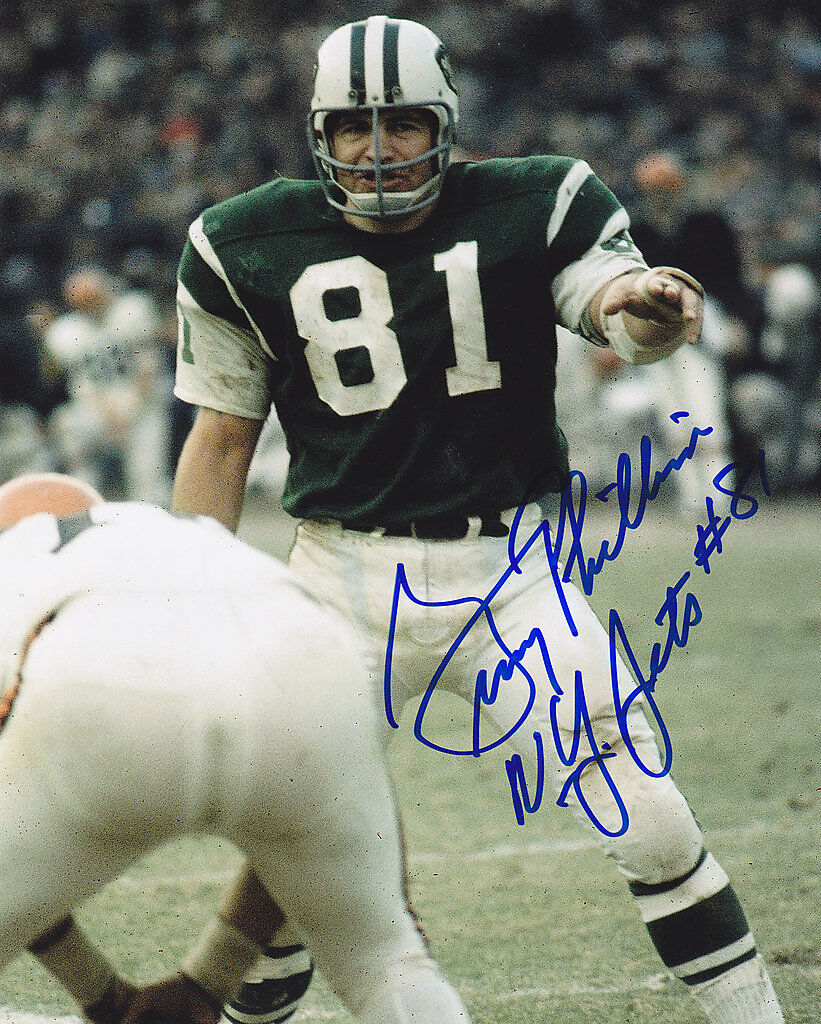 GERRY PHILBIN NEW YORK JETS ACTION SIGNED 8x10