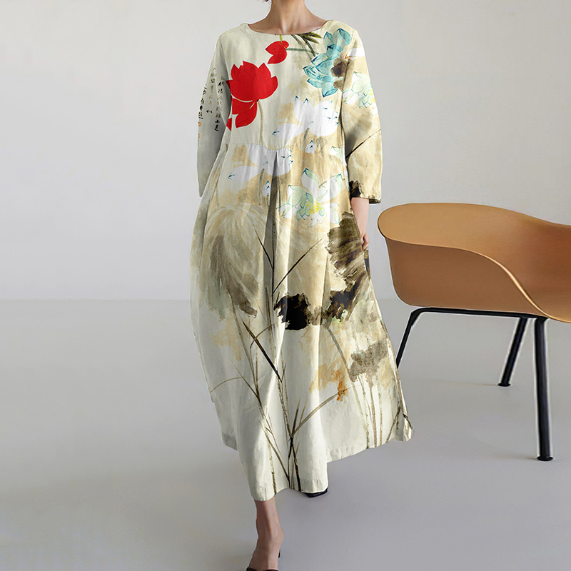 Japanese Lotus Art Women's Dress artswardrobe