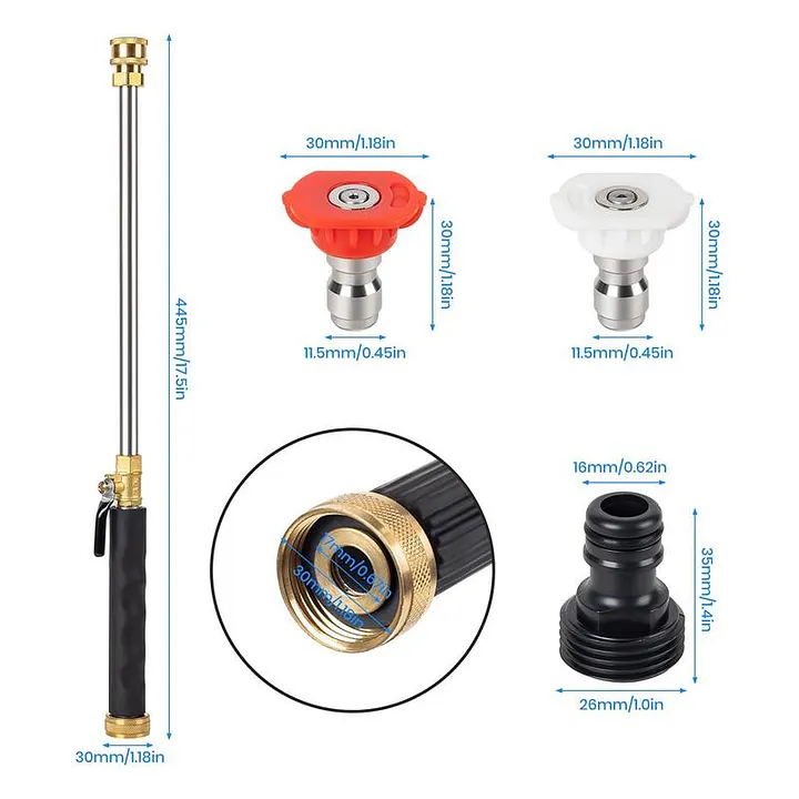 【FaddishDeal】Jet Nozzle Power Washer for Garden Hose, Includes 2 High-Pressure Nozzles and Quick Connectors | Hydro Jet High Pressure Washer Tools.