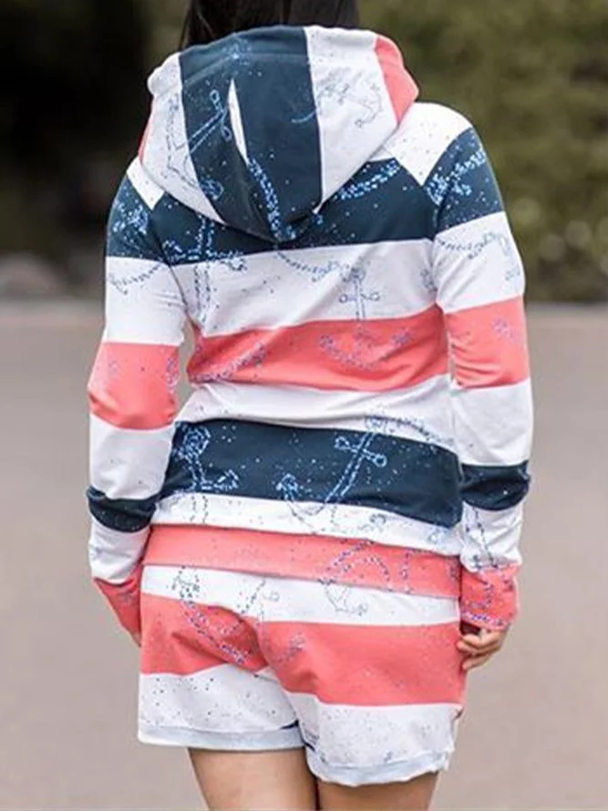 Casual Stripes V Neck Sweatshirt