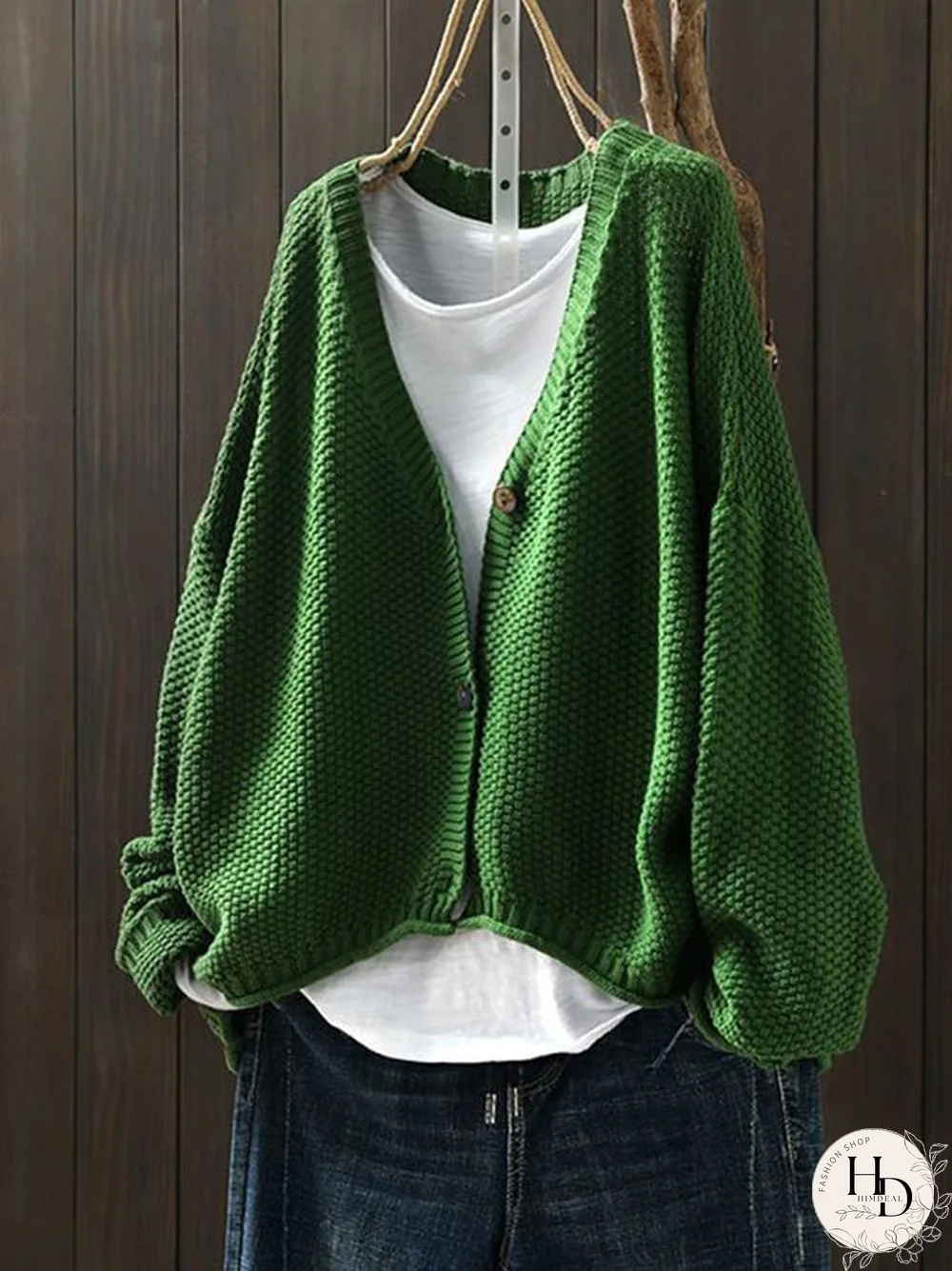 Women's Cotton Loose Art Casual Button Knit Sweater Jacket