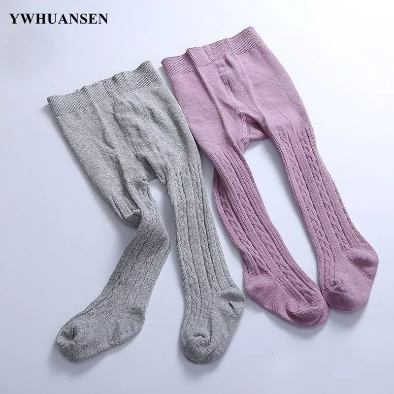 YWHUANSEN 0 to 12 Yrs  Combed Cotton Children's Tights Cable Knitted Girls Pantyhose High Quality Warm Tights Baby Girls Clothes