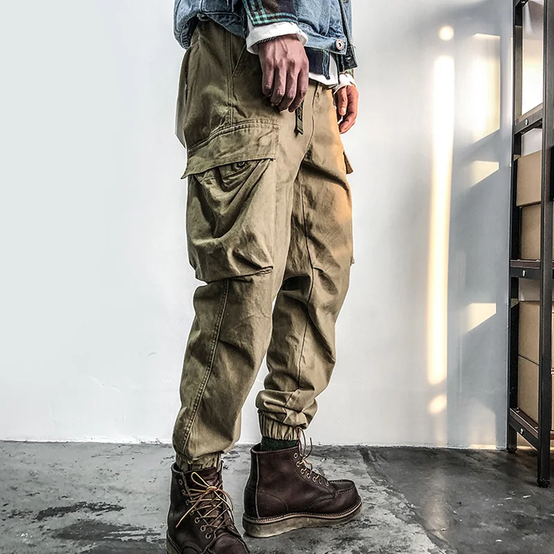 Vintage Washed Reworked Padded Pocket Casual Drawstring Pants