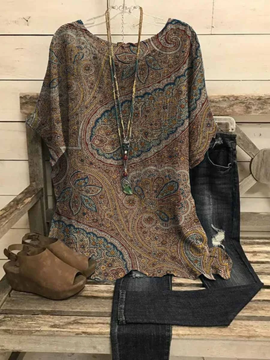 Women's Paisley Printed Casual Top