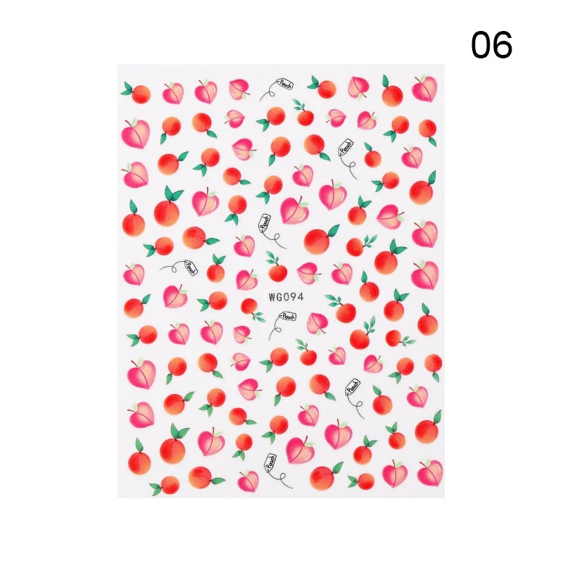 Summer 3D Fruits Stickers for Nails Watermelon Apple Banana Strawberry Design 2020 Adhesive Sliders Manicures Decoration DIY