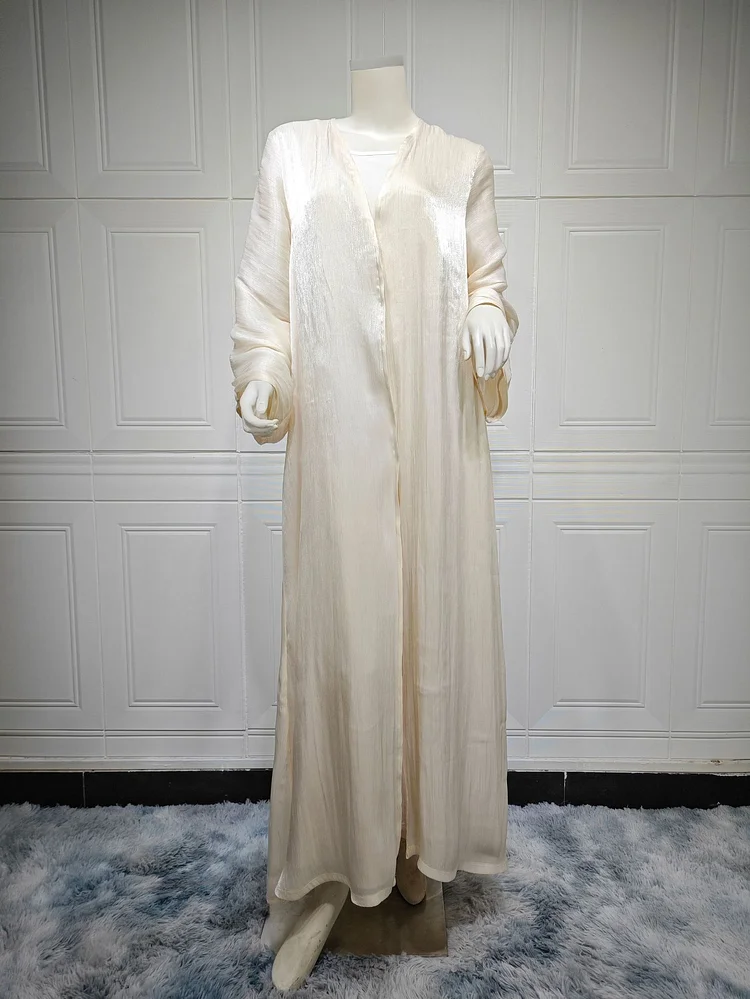 Muslim Robe Dubai Outerwear Bright Silk Dress