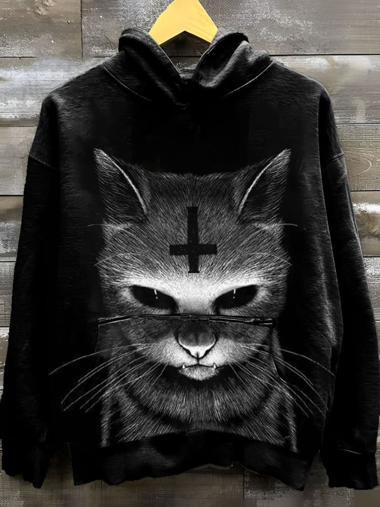 Unisex Cat Print Casual Hoodie / Rvogue / Rvogue