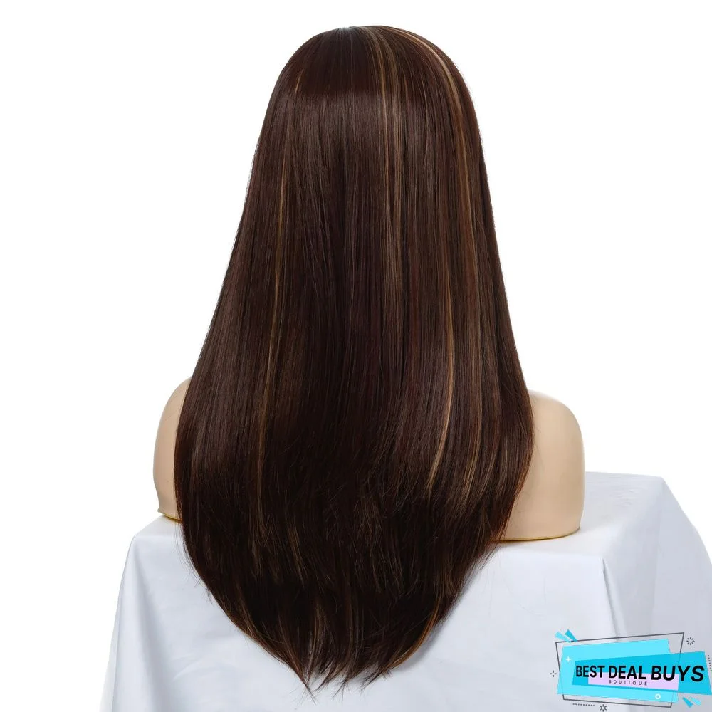 New Popular Wig Fashion Women's Long Straight Hair Oblique Bangs Chemical Fiber Headgear