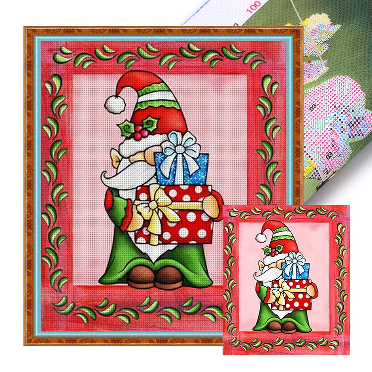 Christmas Gift Gnome (40*45cm) 11CT Stamped Cross Stitch gbfke