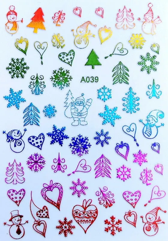 Merry Christmas Nail Art Decals Decoration Self Adhesive Nail Art Stickers Manicure Design White Snow Sticker for Nail Design-Nail Inspo
