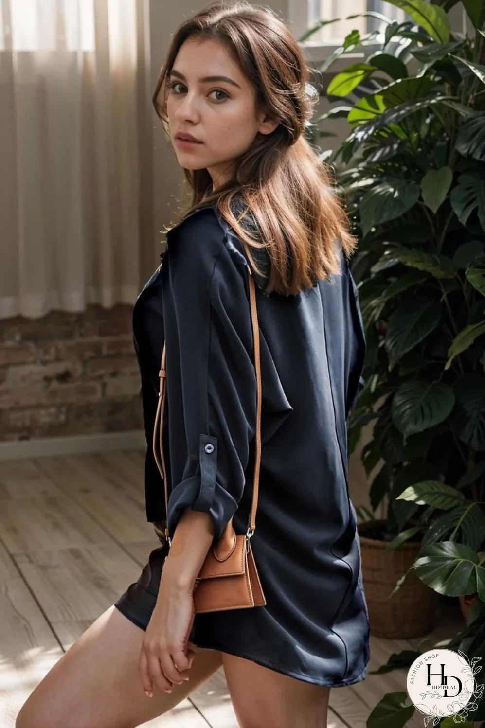 v neck long sleeved chiffon solid blouse drop shoulder closed shirt