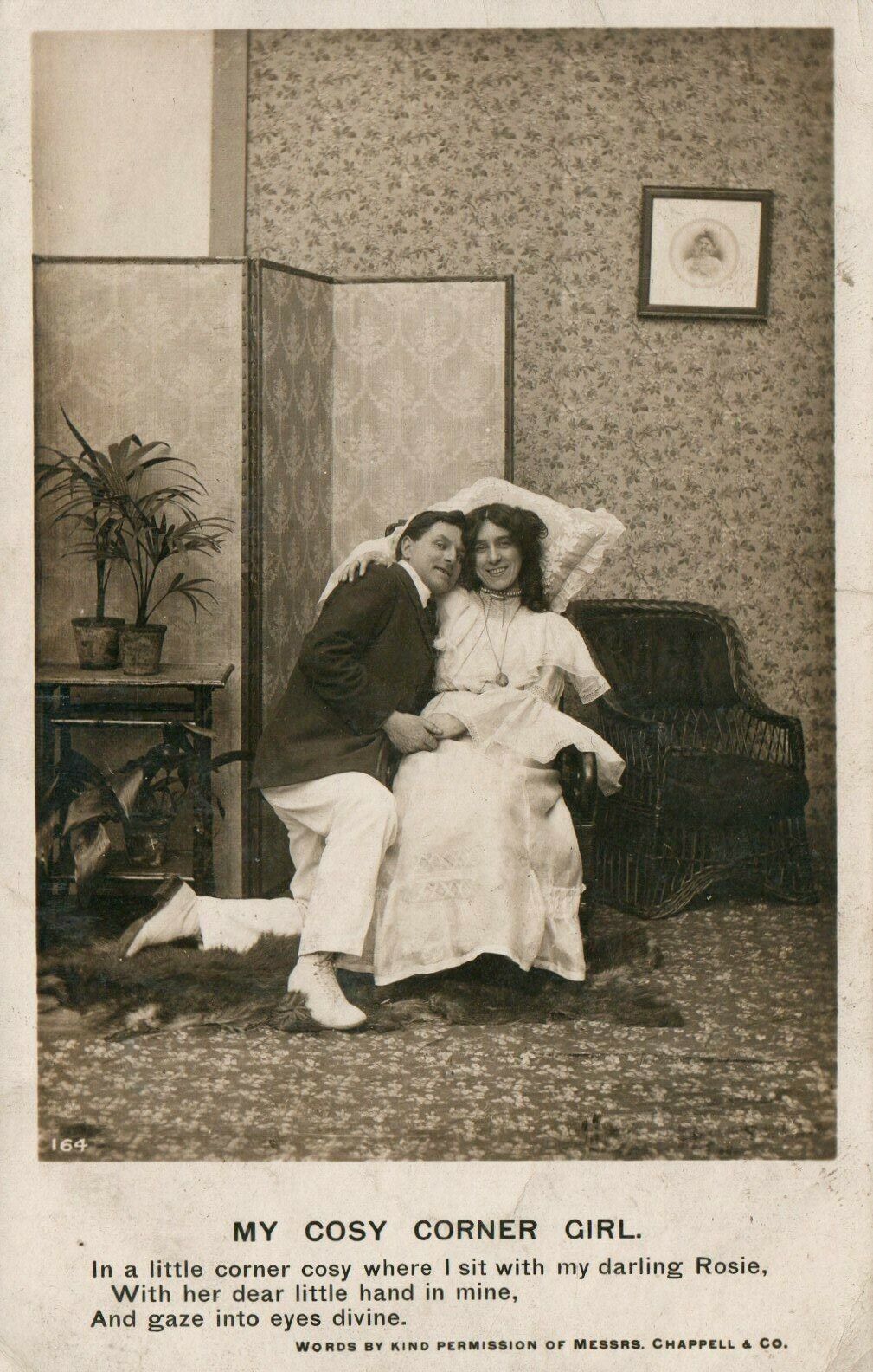 Vintage My Cosy Corner Girl Romantic RPPC Real Photo Poster painting Postcard