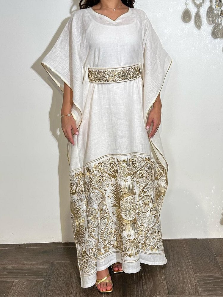 Vintage Print Slip Dress and Kaftan Set